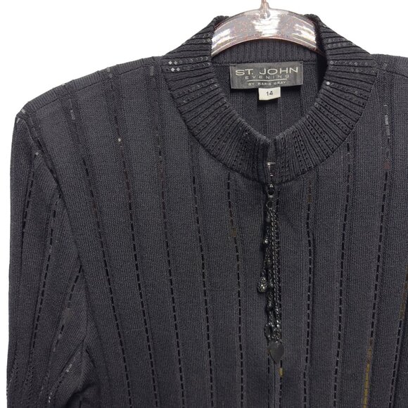 RARE St. John Evening Sequins Thick Wool Santana Knit Jacket Coat - Picture 3 of 9